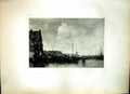 Old Print Dordrecht Jacob Maris Waterside Buildings Sailing Boats Wind Mill 121J