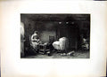 Old Print The Widower Josef Israels Mending Sole Boot Chickens Cradle 130J