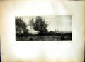Old Print Landscape With Towers J. -B. -C. Corot Trees People Expansive Sky 135J