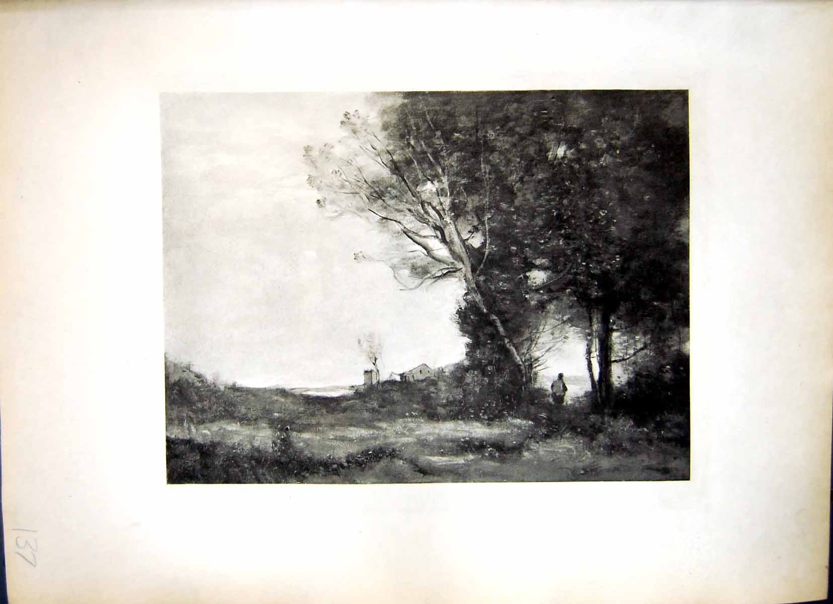 Old Landscape: Peasant With Red Cap J. -B. -C. Corot Trees Pathway 137J