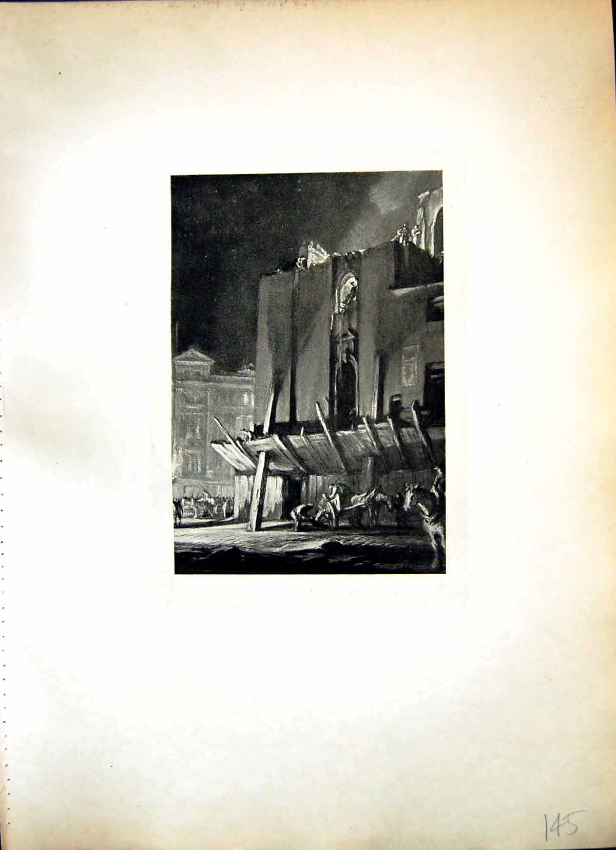 Old Demolition In Waterloo Place London Muirhead Bone Horses Carts 145J