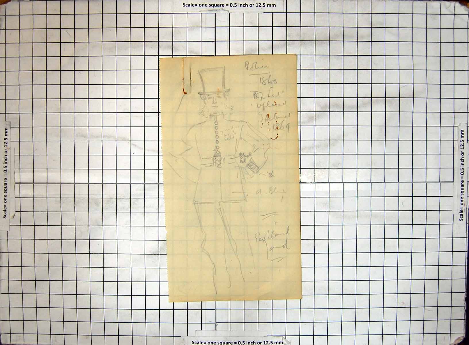 Old Black And White Sketch Helen Mckie Police Man Scotland Yard 1864 Victorian