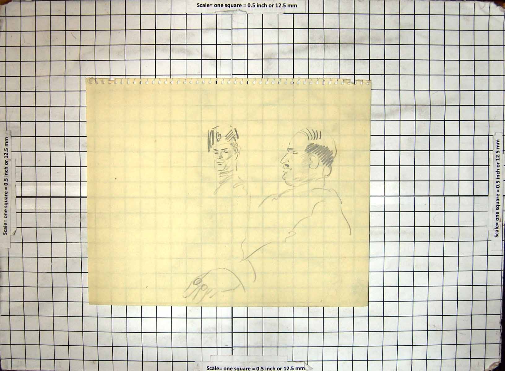 Original Old Antique Print Black And White Sketch Helen Mckie Drawing Men