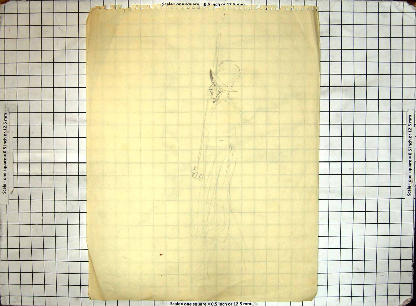 Antique Print War Uniform Watchman Guard Black And White Sketch Helen Mckie