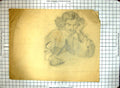 Old Print Black And White Sketch Helen Mckie Drawing Man Sleeping Sitting