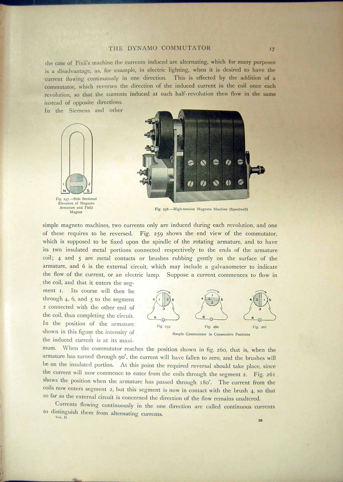 Old Antique Print Dynamo Magneto Machine Commutator Currents Diagram 1908 20th