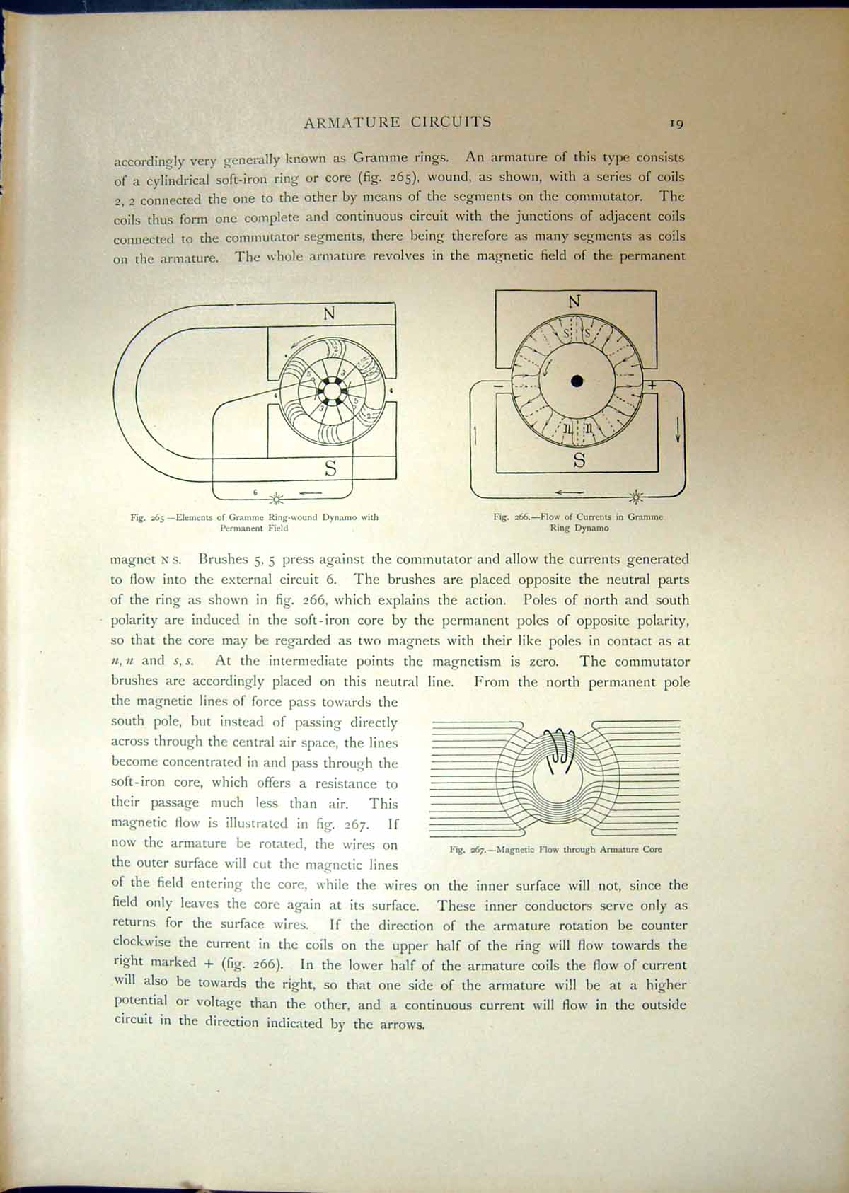 Old Print Magnetic Flow Armature Core Dynamo Electro Magnetic Field 1908 20th