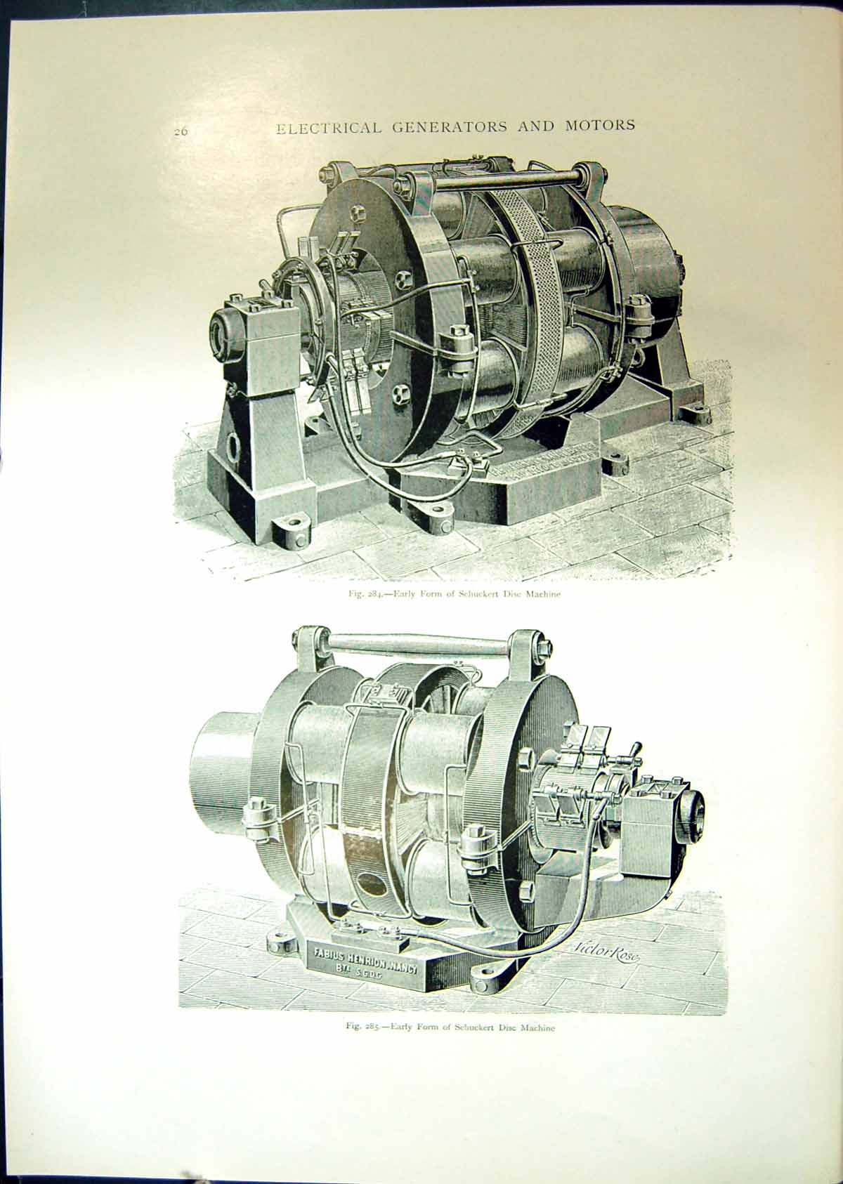 Old Print Generators Schuckert Disc Machine Overtype Dynamo Ironclad 1908 20th