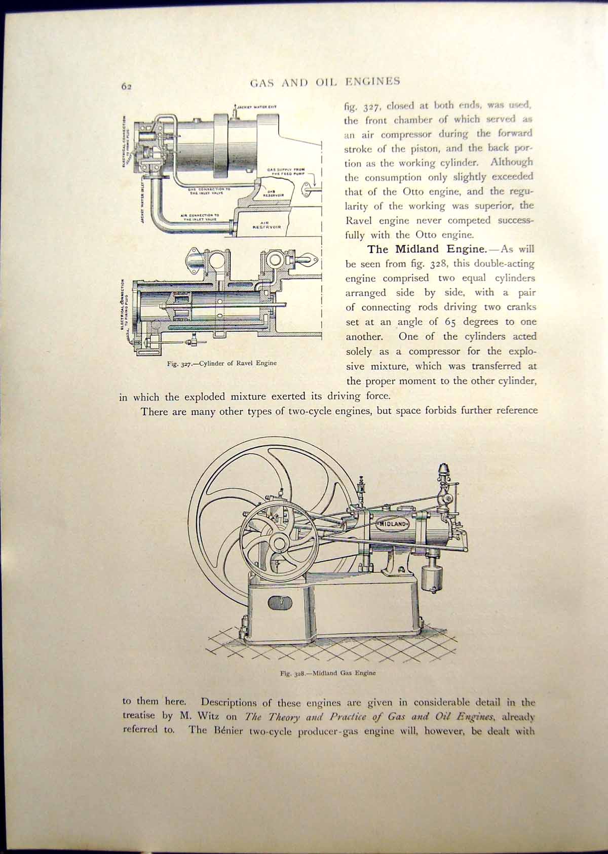Old Midland Gas Engine Benz Engine Cylinder Sectional Plan Elevation1