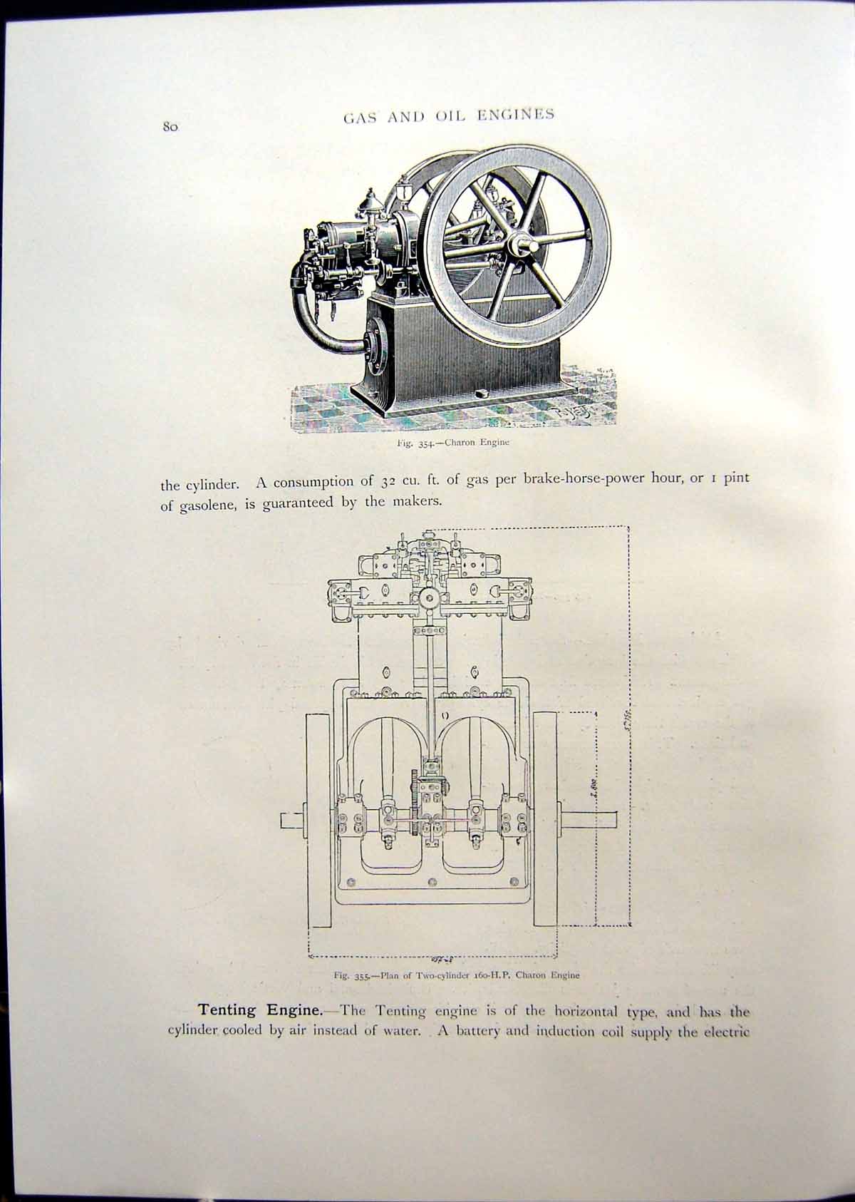 Old Charon Engine Plan Forest Petrol Launch Engine Exhaust Valve 1908 20th