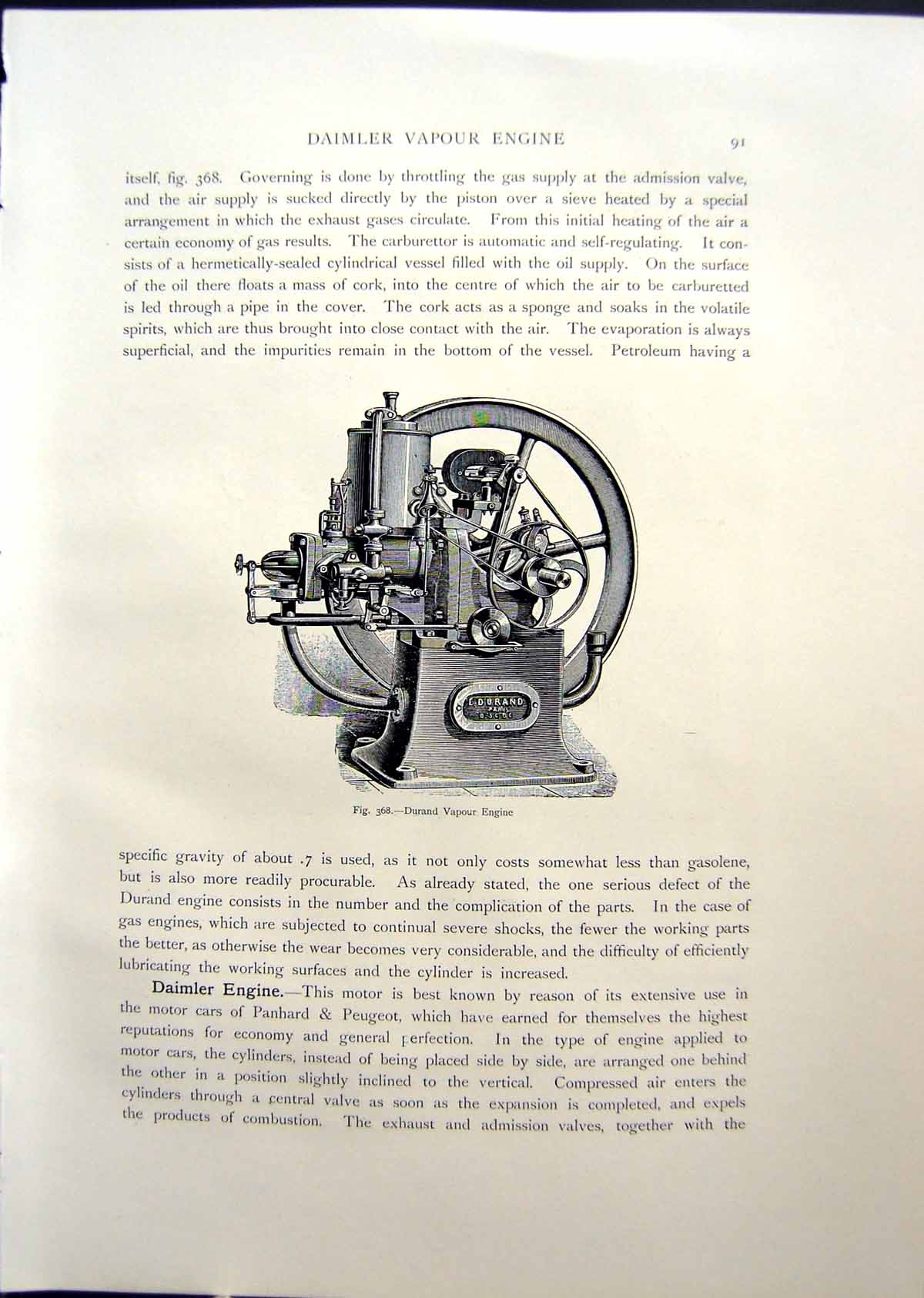 Antique Print Durand Vapour Engine Bruhot Engine Agricultural Purposes 1908
