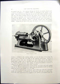 Original Old Antique Print Priestman Oil Engine 1908 20th Century