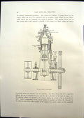 Antique Old Print Section Grob Engine Vertical Inverted Grob Oil Engine 1908