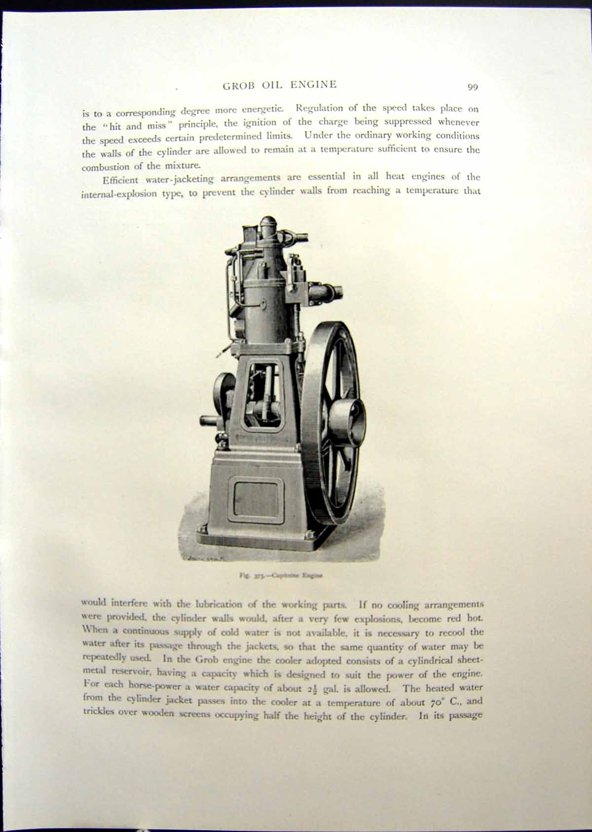 Old Capitaine Engine Horizontal Balanced Cylinder Capitaine Engine 19 20th