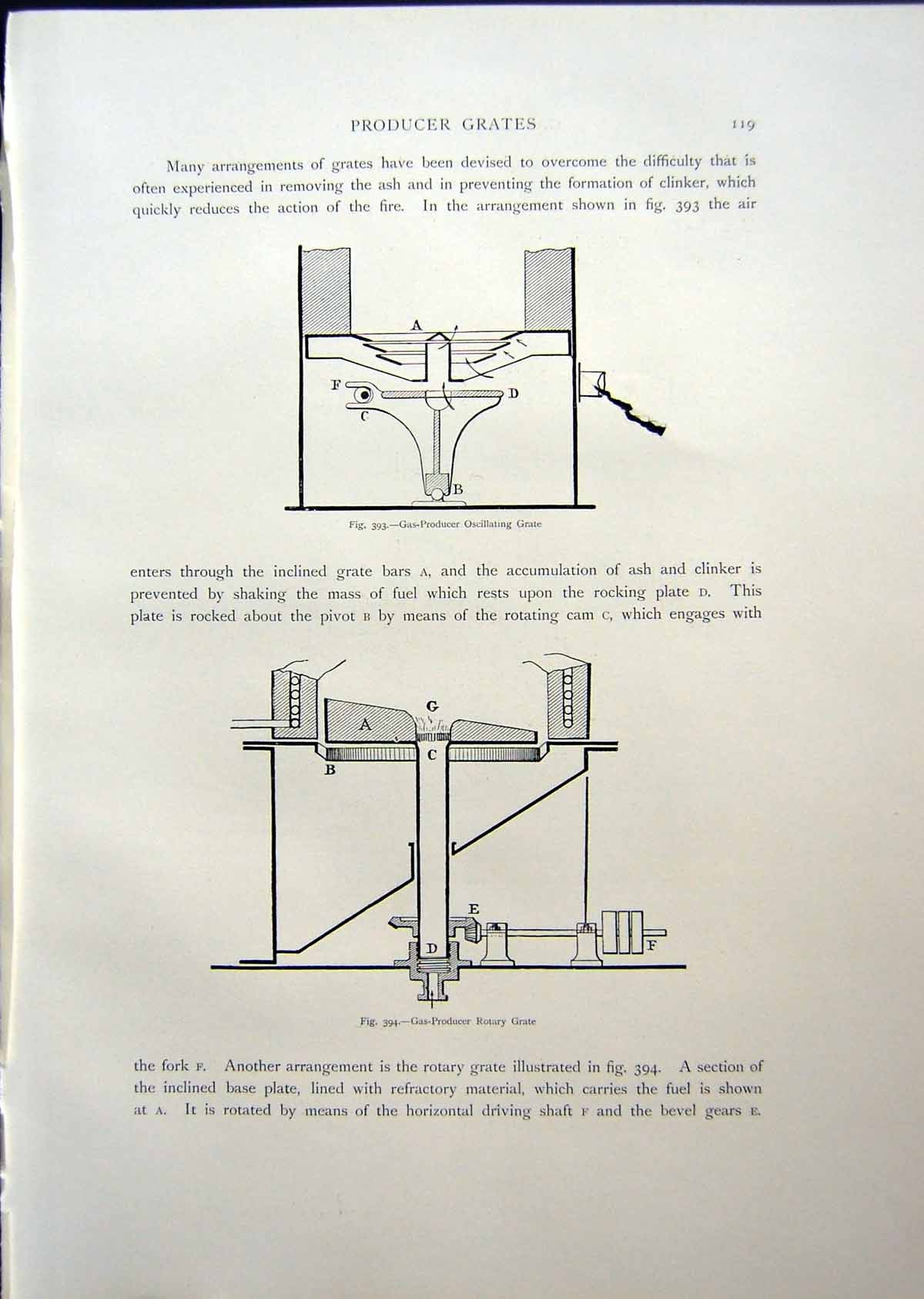 Antique Print Gas Producer Rotary Gate Section Buire Lencauchez Plant 1908 20th