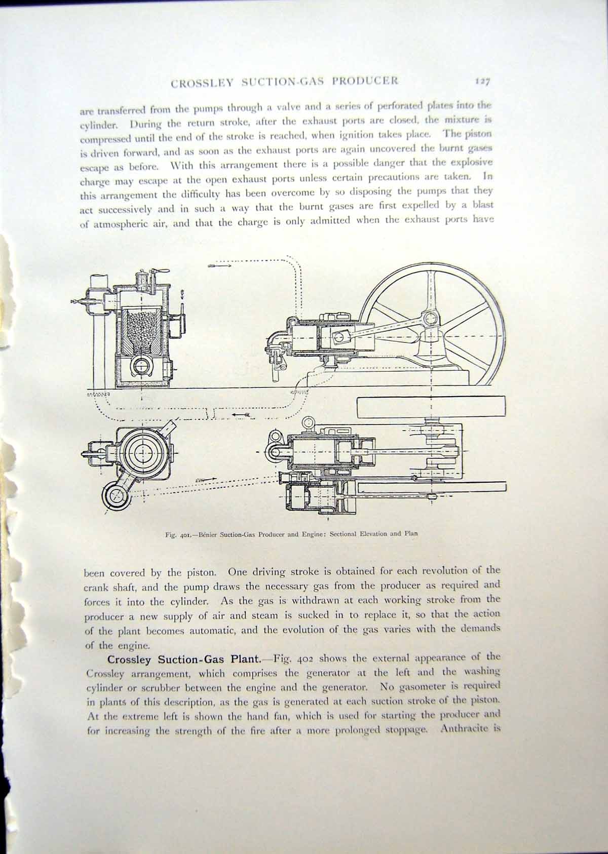 Old Benier Suction Gas Producer Engine Crossley Suction Gas Plant 190 Victorian