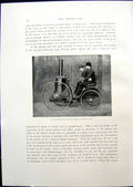 Original Old Antique Print First Steam Motor Car 1883 By Marquis De Dion 1908