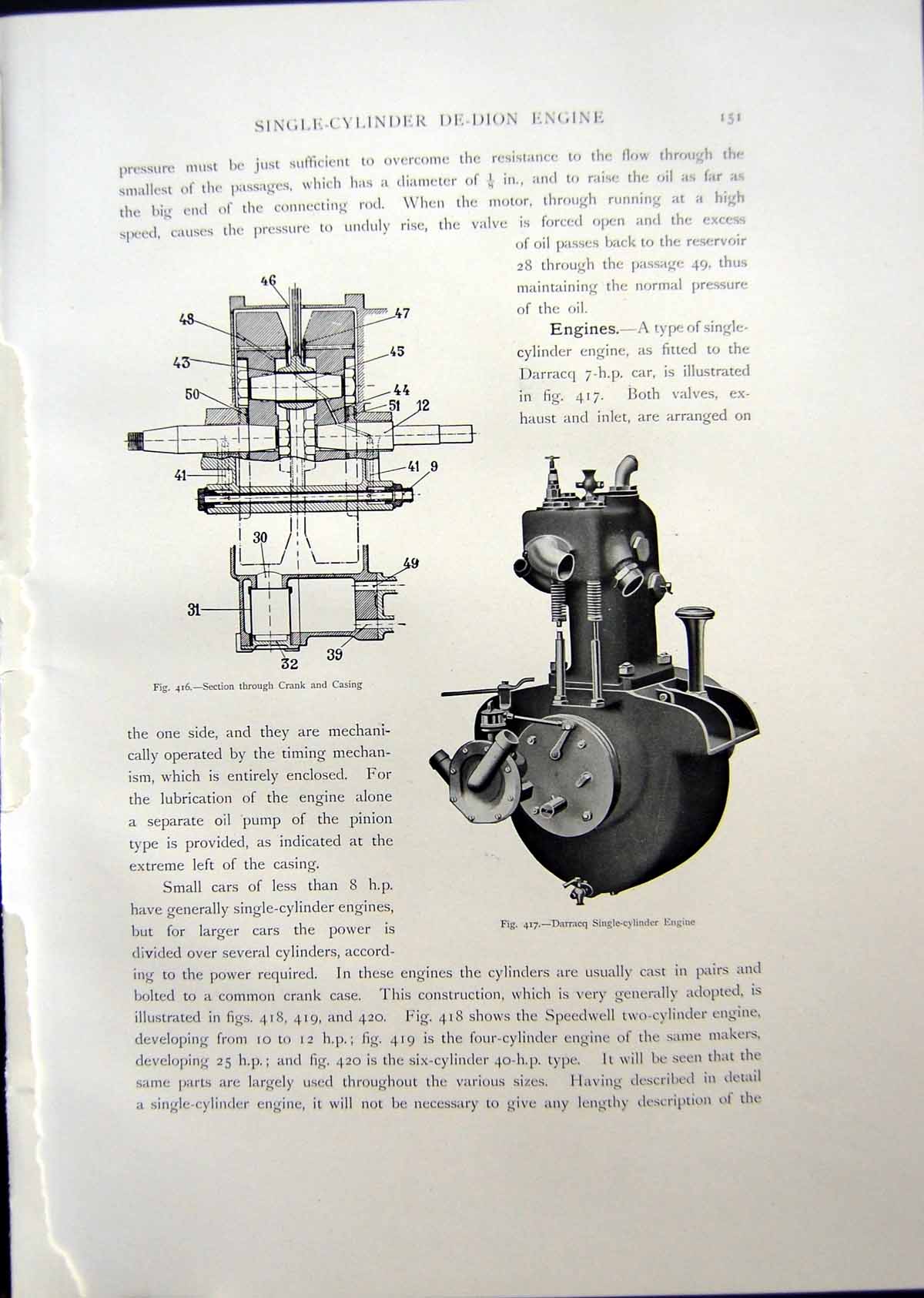 Old Print Darraeq Single Cylinder Engine Speedwell Two Cylinder Four 1908 20th