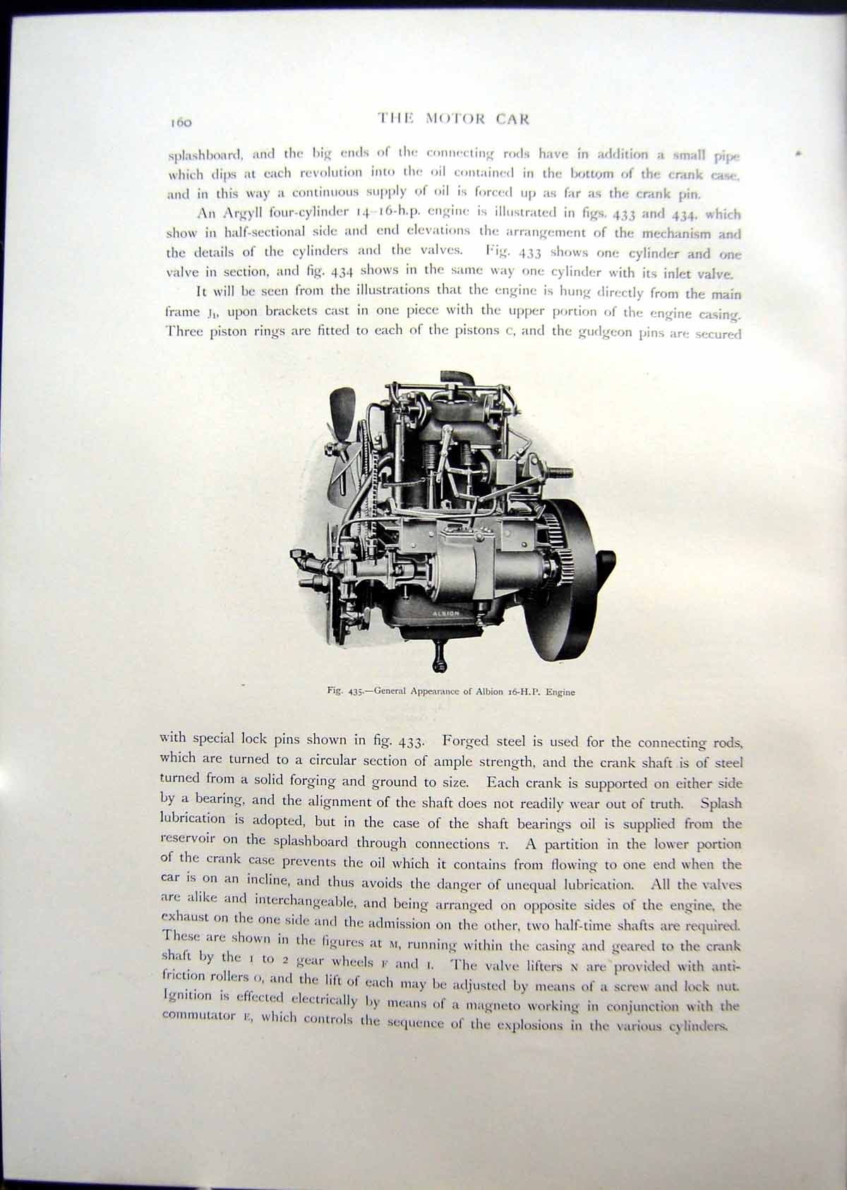 Old Albion 16 Hp Engine Argyll 14 16 Hp Car Half Sectional Side 1908