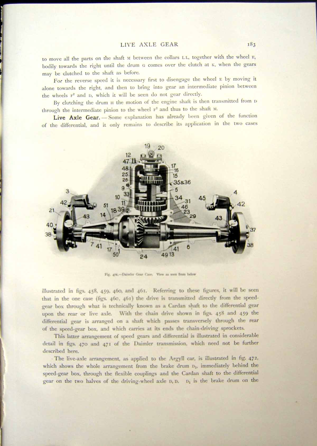 Antique Print Daimler Gear Case Below Argyll Car Back Axle Gear Casing 1908