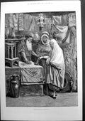 Old Print A Bazaar In Algiers Sketch By E Kremer Northern Africa Men 1881 19th