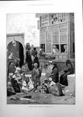 Antique Print Sketches In Egypt Courtyard A House At Cairo Arabs Snake 1883