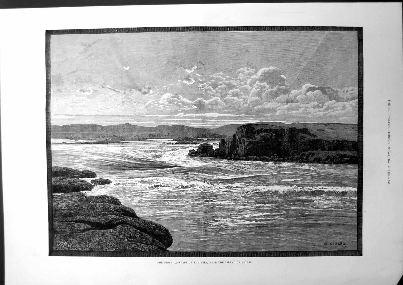 Old Antique Print The First Cataract The Nile Near The Island Philae 1883 19th