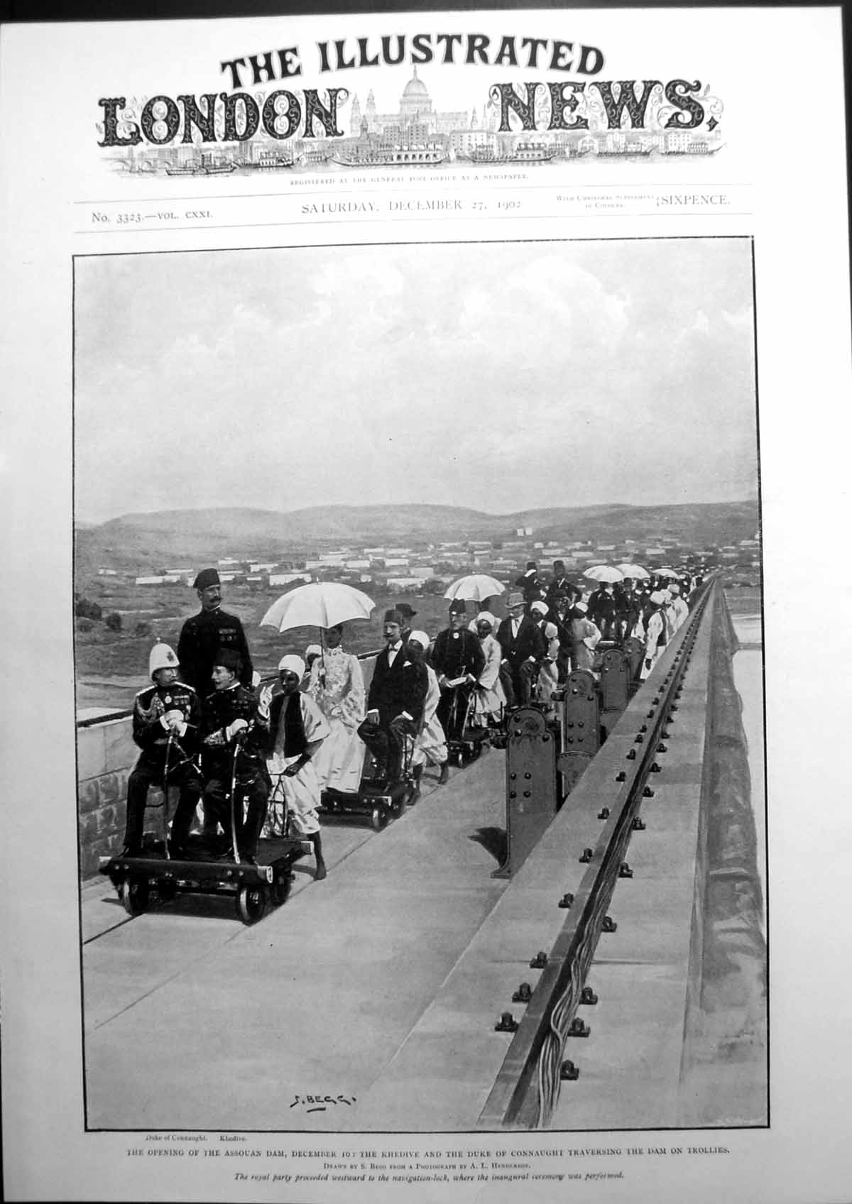Old Antique Print Opening The Assouan Dam Khedive And Duke Connaught 1902 20th