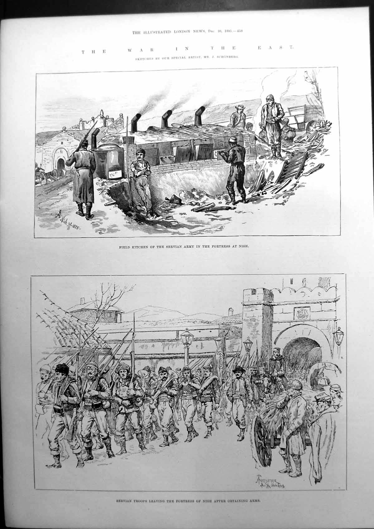 Old The War In The East Field Kitchen Fortress Nish Servian Army 1885 Victorian