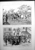 Antique Old Print War Between Servia And Bulgaria Return King Milan Nish 1885