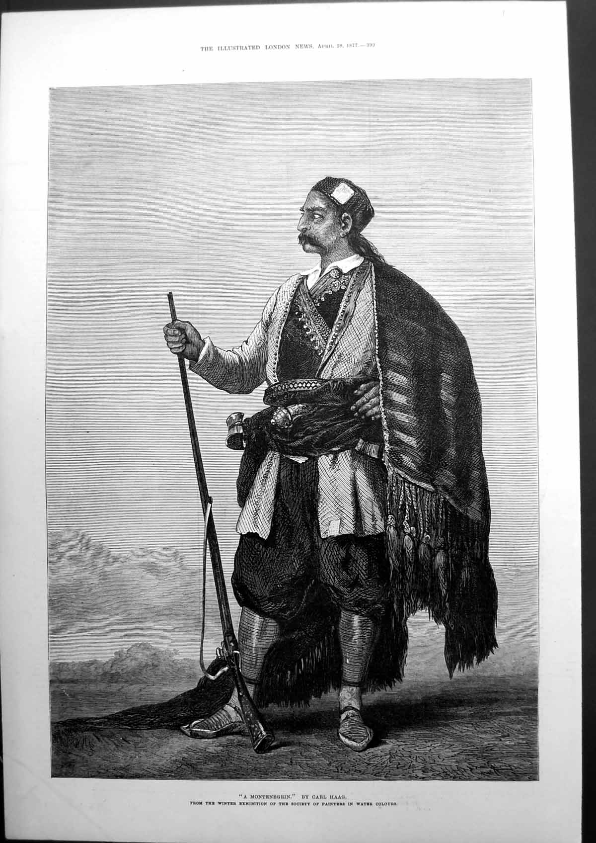 Old A Montenegrin By Carl Haag Sketch Winter Exhibition Painters 1877 Victorian