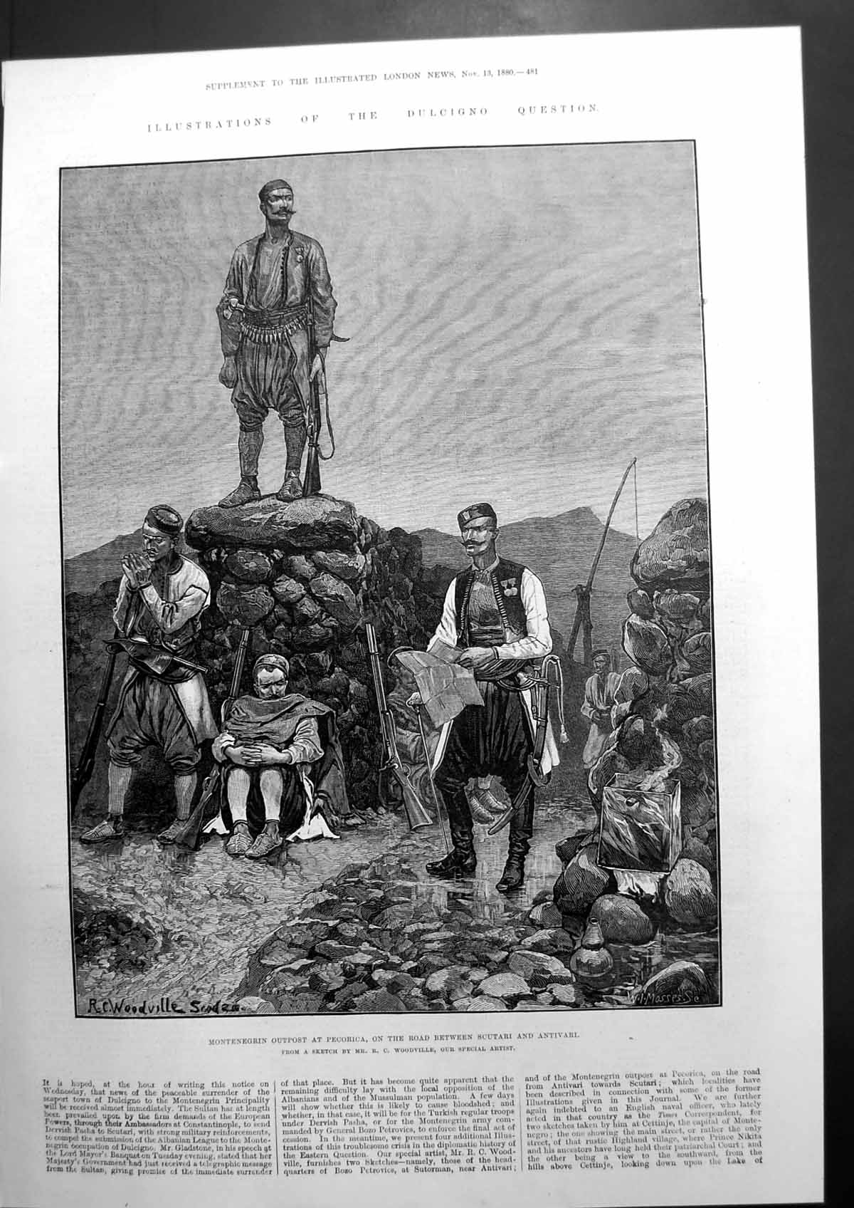 Antique Print Illustrations The Dulcigno Question Montenegrin Outpost 1880 19th