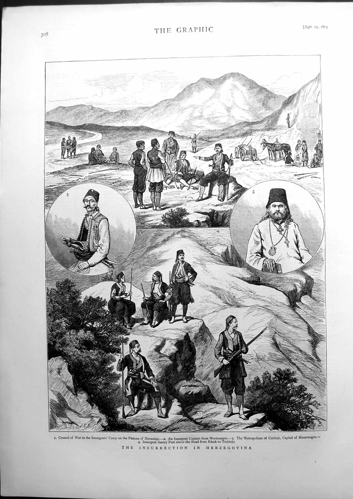 Old Print The Insurrection In Herzegovina Nevesinje Montenegro Road 1875 19th