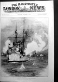Old Print War In Eastern Asia Naval Attack On The Forts Wei-Hai-Wei 1894 19th