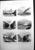 Old Print Views On The Yang-Tze-Kiang River China Lukan Gorge Wusaan 1877 19th