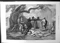 Original Old Antique Print The Famine In India The Village Well Sketch 1874