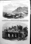 Antique Old Print Lake Kankrowlee In Meymar Upper India Palace The Rana 1868