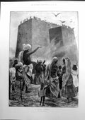Old Antique Print A Parsee Funeral Sketch By Caton Woodville India 1897 19th