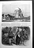 Antique Old Print The Rookum Alum Mooltan Dancing Beggars Southern India 1863