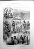 Old Print Expedition To The Naga Hills Nagas At Home Troops Prisoner 1882 19th
