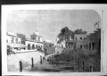 Original Old Antique Print Baolee Or Open Bath Near Dehli India Sketch 1858