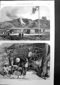 Antique Old Print Explosion A Mine By 1St Hants Engineers Southampton 1864