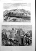 Antique Print Caves Under The Pheel Khana Tope Valley Jellalabad India 1885