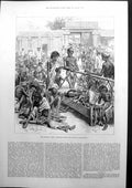 Old The Famine In India Natives Waiting For Relief At Bangalore 1877 Victorian