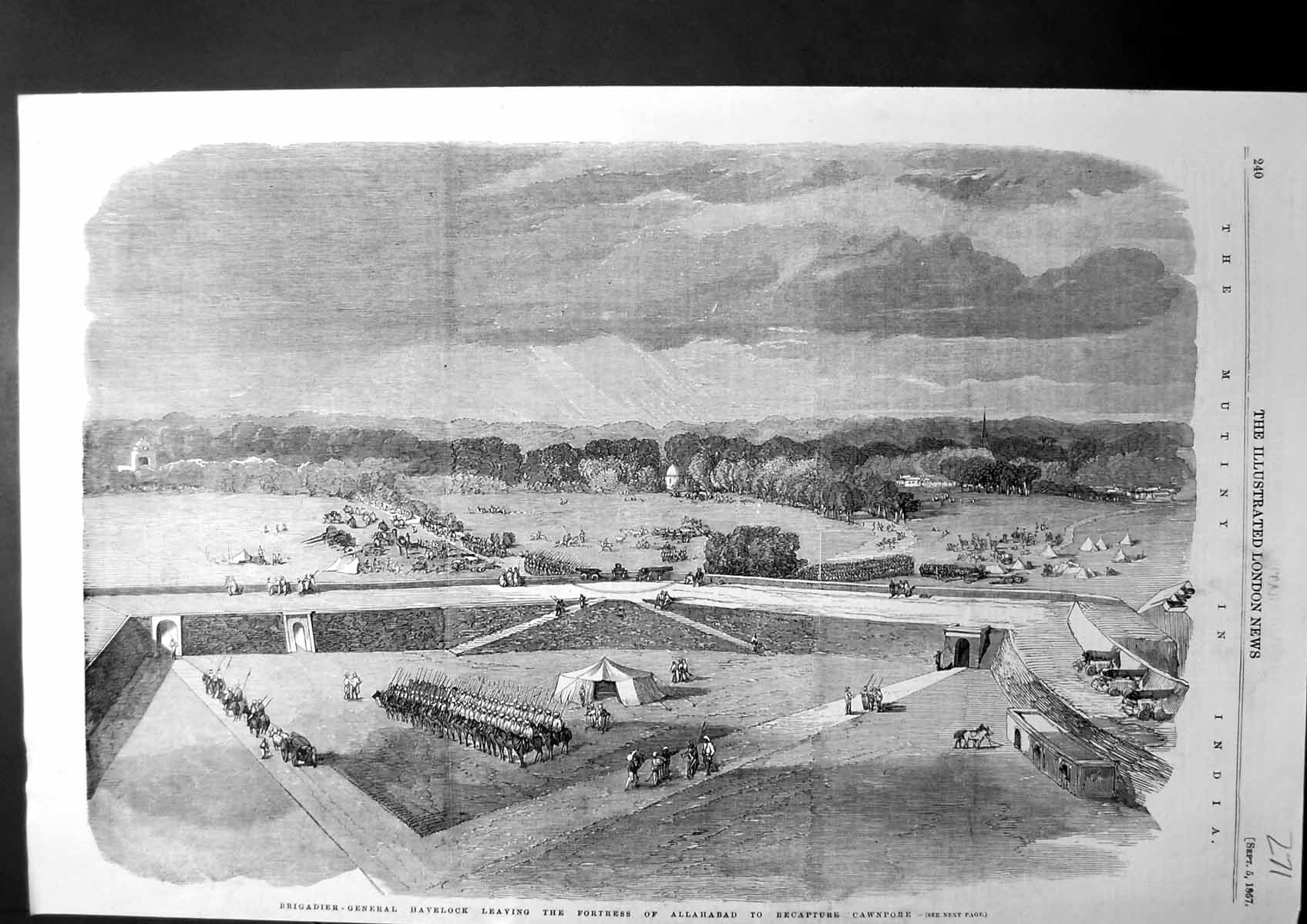 Old Print Brigadier-General Havelock Leaving The Fortress Allahabad 1857 19th