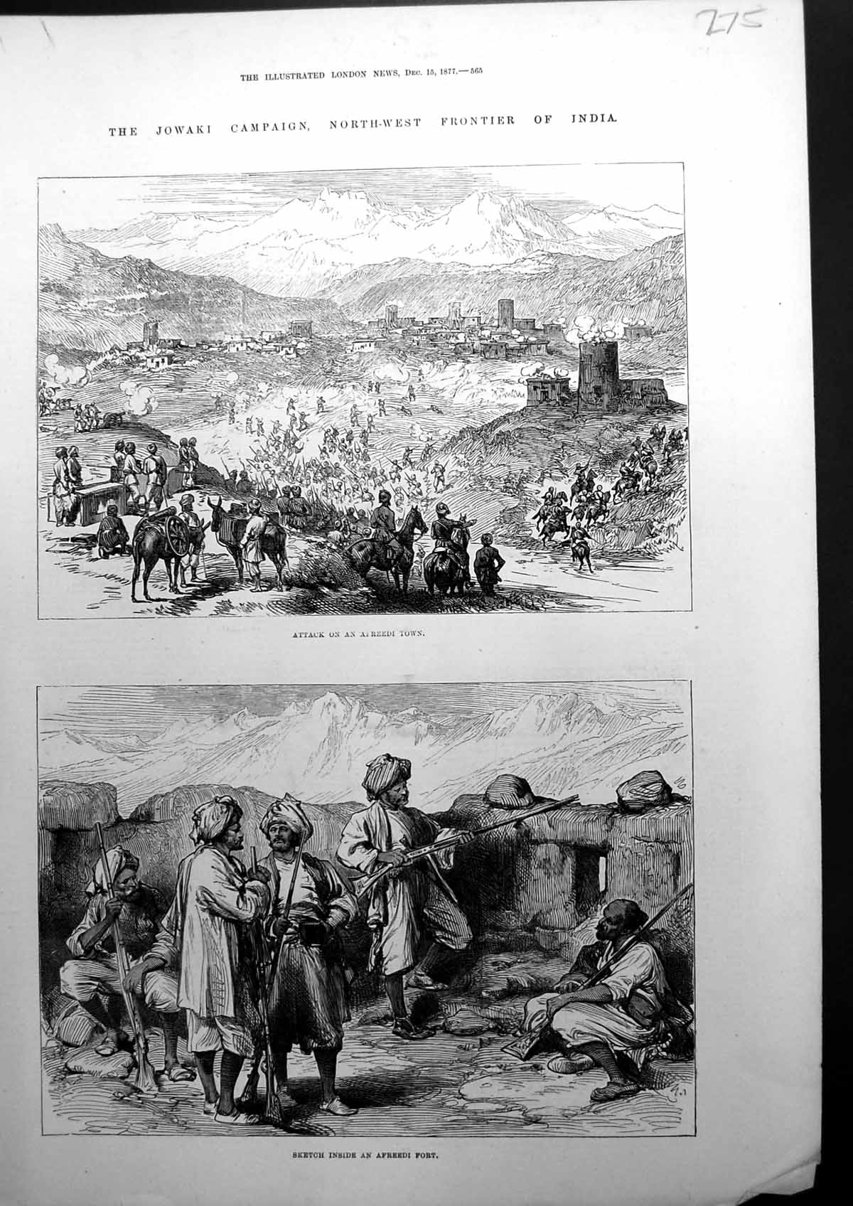 Old Print The Jowaki Campaign North-West Frontier India Attack Town 1877 19th