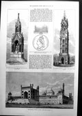 Antique Old Print The Imperial Durbar At Dehli The Jumna Musjid Monument 1877