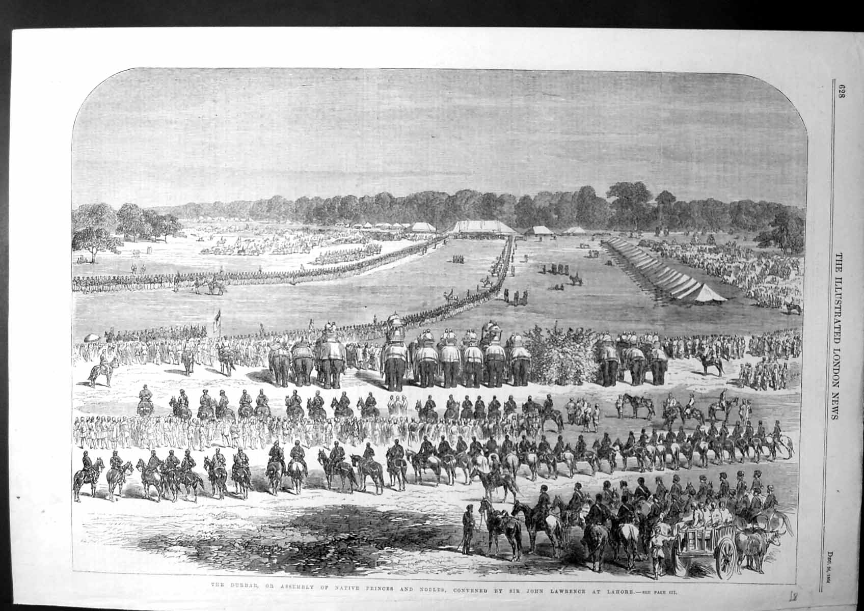 Antique Print The Durbar Or Assembly Native Princes And Nobles Lahore 1864 19th