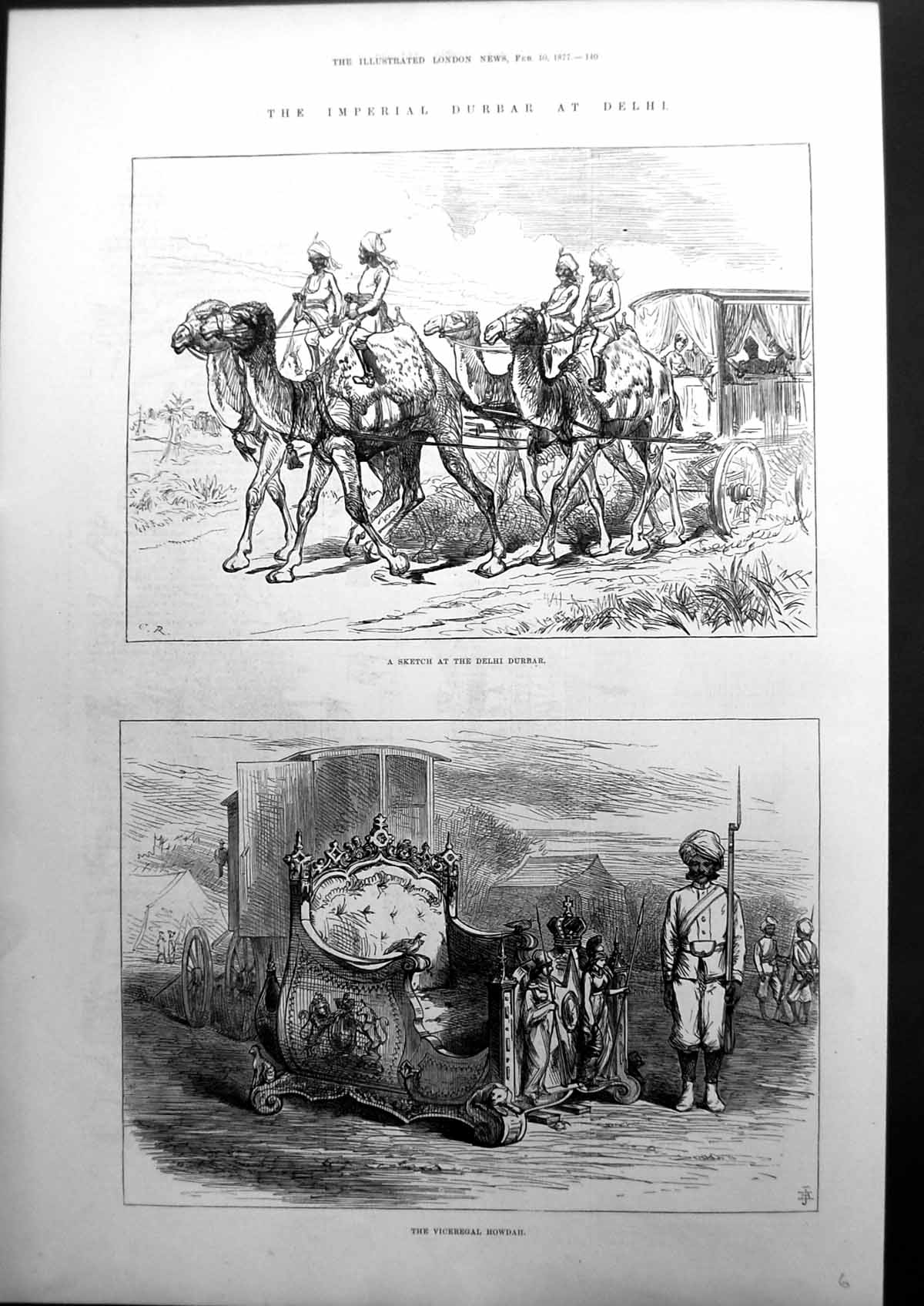 Antique Print The Imperial Durbar At Delhi Sketch The Viceregal Howdah 1877