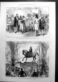 Old Print Out-Patients Sassoon General Hospital Poona Bombay Statue 1879 19th